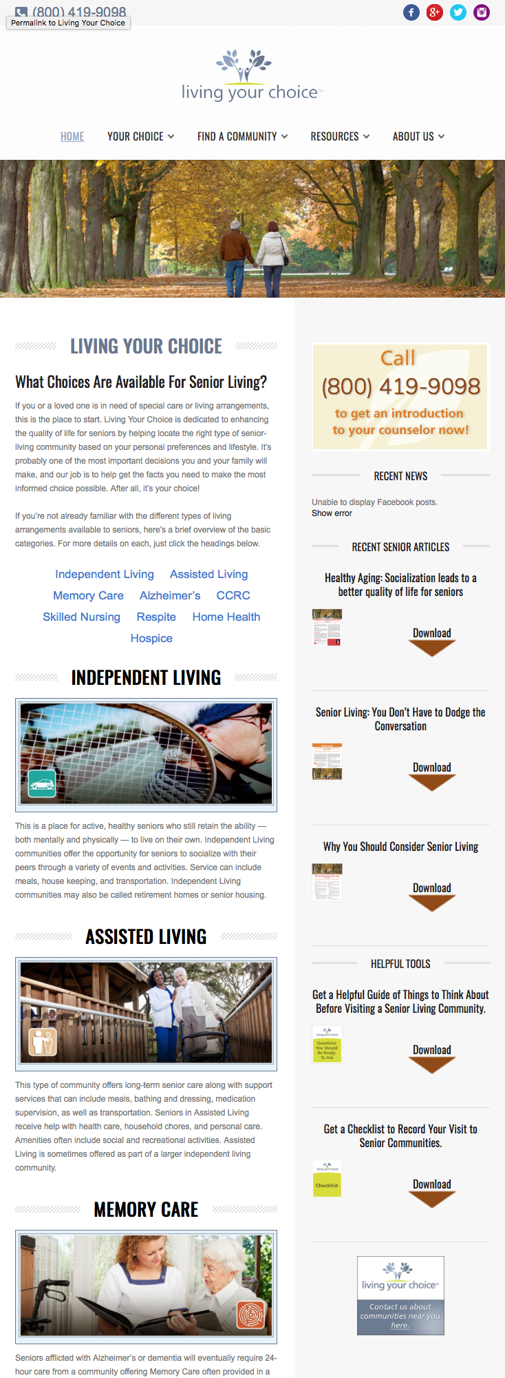 Living Your Choice website