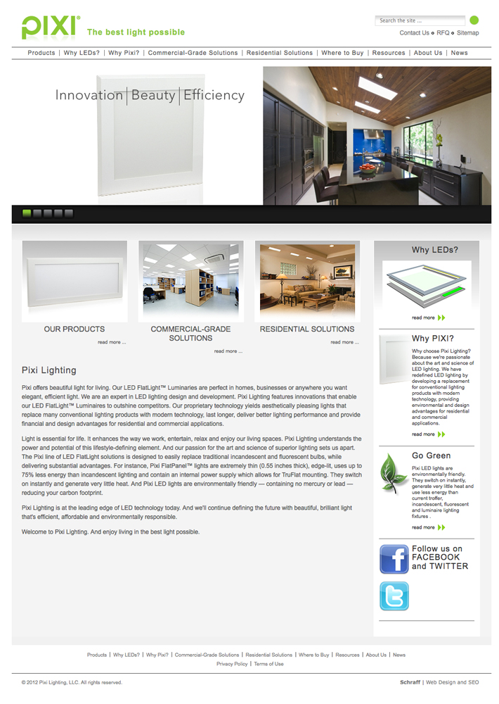 Pixi Flat Panels website