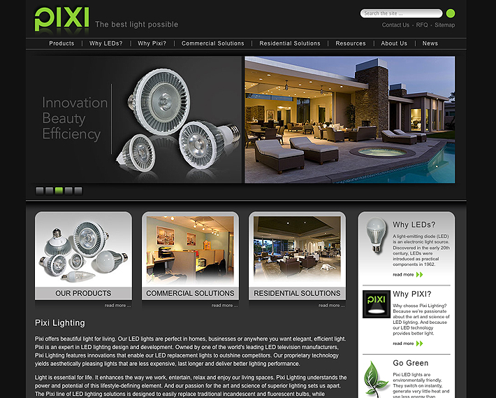 Pixi Lighting website