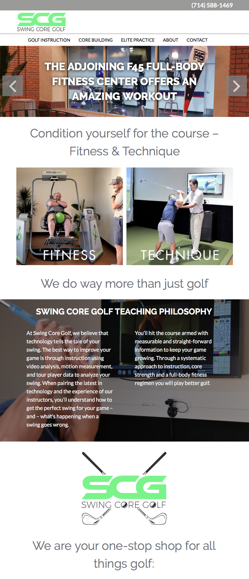 Swing Core Golf website